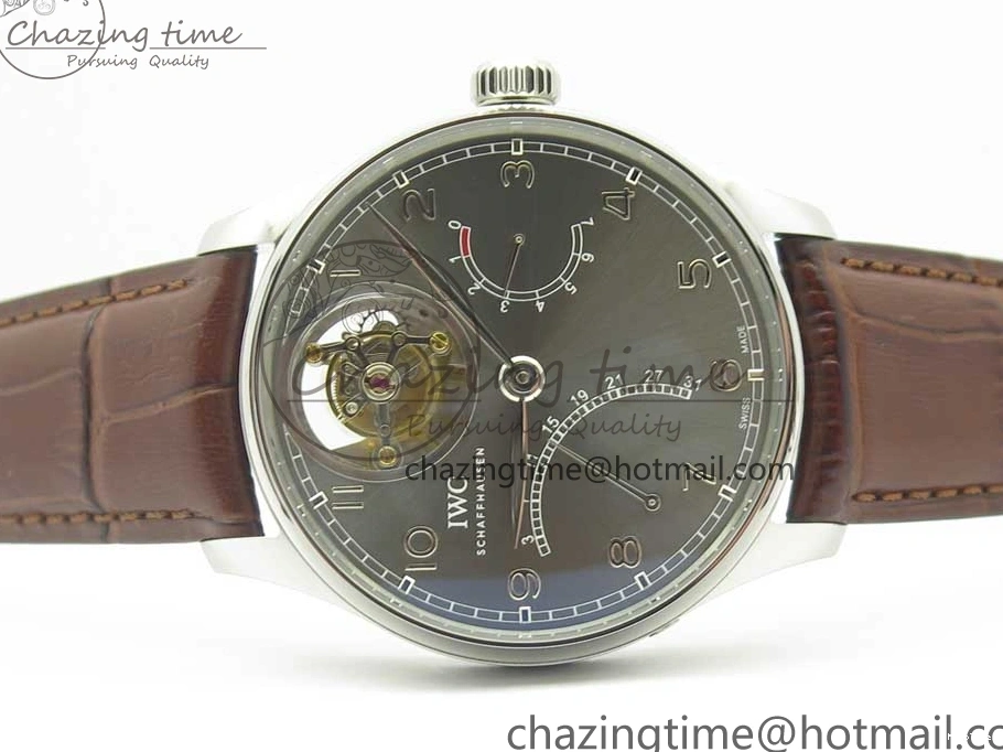 MIROTIME 0701 Lightweight Portuguese Tourbillon IW504602 SS ZF Best Edition Gray Dial on Brown Leather Strap 7177